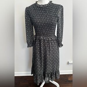 Orange Creek Black and White Floral Long Sleeve Dress